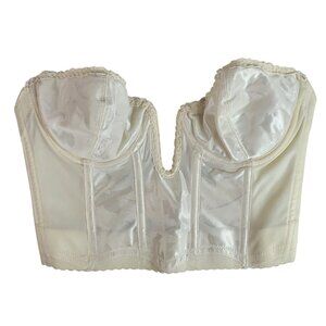 Smoothie Backless Bra Cream 36B Longline Strapless Plunge Underwire Vintage READ